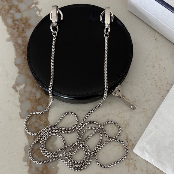 Prada Black Leather Circle Bag with Chain with purchased box and card. - Picture 4 of 5